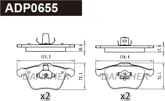 Danaher ADP0655 - Kit de plaquettes de frein, frein à disque cwaw.fr