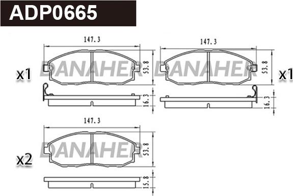 Danaher ADP0665 - Kit de plaquettes de frein, frein à disque cwaw.fr