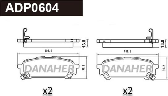 Danaher ADP0604 - Kit de plaquettes de frein, frein à disque cwaw.fr