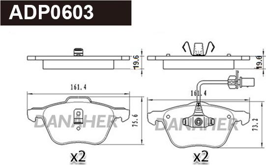 Danaher ADP0603 - Kit de plaquettes de frein, frein à disque cwaw.fr