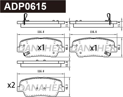 Danaher ADP0615 - Kit de plaquettes de frein, frein à disque cwaw.fr