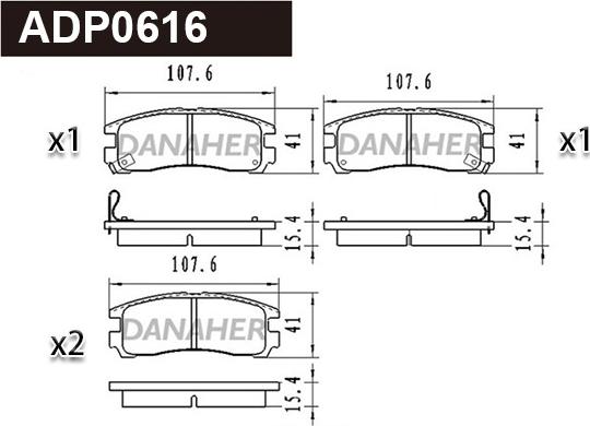 Danaher ADP0616 - Kit de plaquettes de frein, frein à disque cwaw.fr