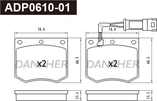 Danaher ADP0610-01 - Kit de plaquettes de frein, frein à disque cwaw.fr