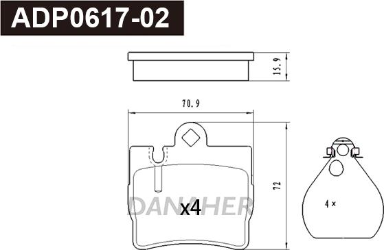 Danaher ADP0617-02 - Kit de plaquettes de frein, frein à disque cwaw.fr