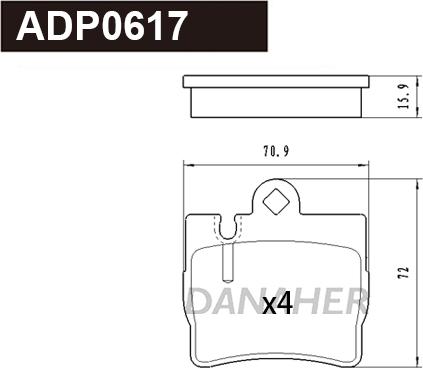 Danaher ADP0617 - Kit de plaquettes de frein, frein à disque cwaw.fr