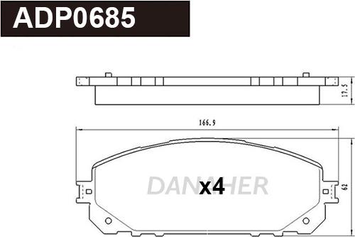 Danaher ADP0685 - Kit de plaquettes de frein, frein à disque cwaw.fr