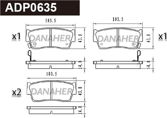 Danaher ADP0635 - Kit de plaquettes de frein, frein à disque cwaw.fr