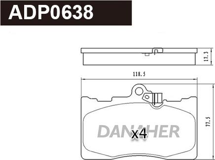 Danaher ADP0638 - Kit de plaquettes de frein, frein à disque cwaw.fr