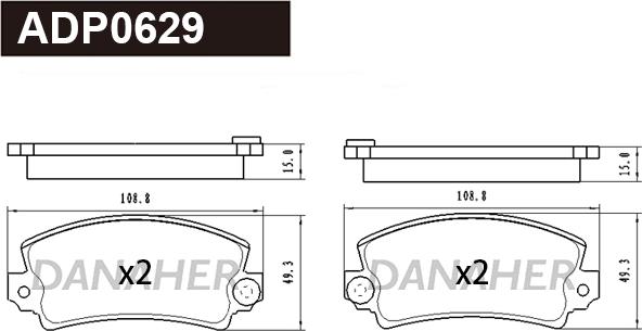 Danaher ADP0629 - Kit de plaquettes de frein, frein à disque cwaw.fr