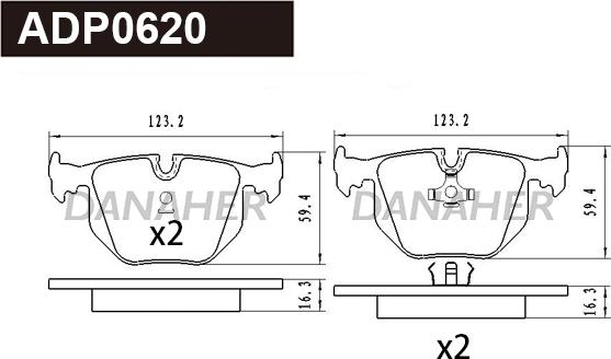 Danaher ADP0620 - Kit de plaquettes de frein, frein à disque cwaw.fr