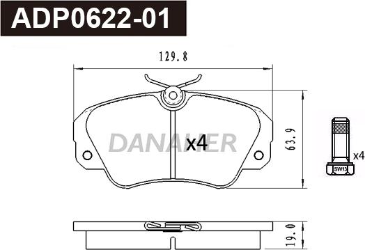 Danaher ADP0621-01 - Kit de plaquettes de frein, frein à disque cwaw.fr