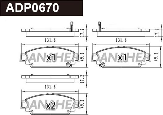 Danaher ADP0670 - Kit de plaquettes de frein, frein à disque cwaw.fr