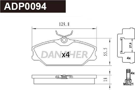 Danaher ADP0094 - Kit de plaquettes de frein, frein à disque cwaw.fr