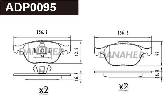 Danaher ADP0095 - Kit de plaquettes de frein, frein à disque cwaw.fr