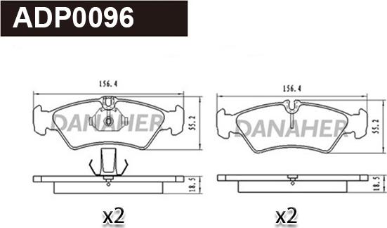 Danaher ADP0096 - Kit de plaquettes de frein, frein à disque cwaw.fr