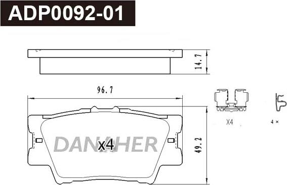 Danaher ADP0092-01 - Kit de plaquettes de frein, frein à disque cwaw.fr