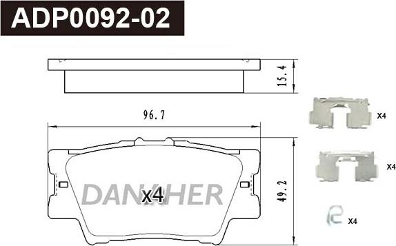 Danaher ADP0092-02 - Kit de plaquettes de frein, frein à disque cwaw.fr