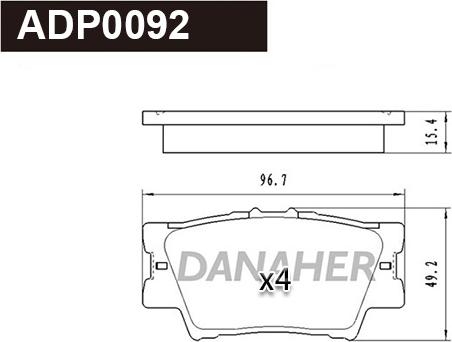 Danaher ADP0092 - Kit de plaquettes de frein, frein à disque cwaw.fr