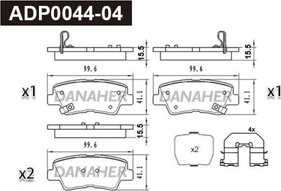 Danaher ADP0044-04 - Kit de plaquettes de frein, frein à disque cwaw.fr