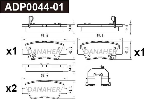 Danaher ADP0044-01 - Kit de plaquettes de frein, frein à disque cwaw.fr