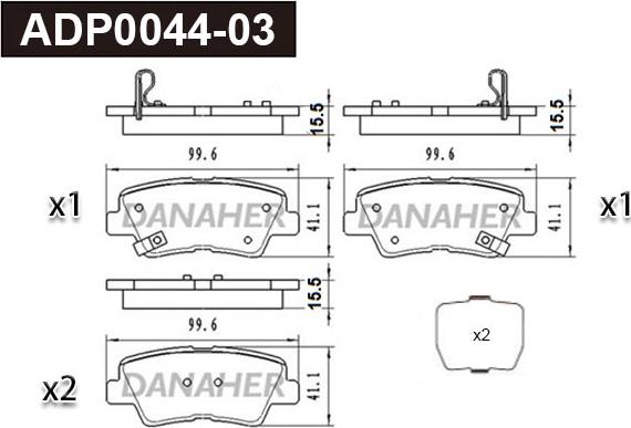 Danaher ADP0044-03 - Kit de plaquettes de frein, frein à disque cwaw.fr