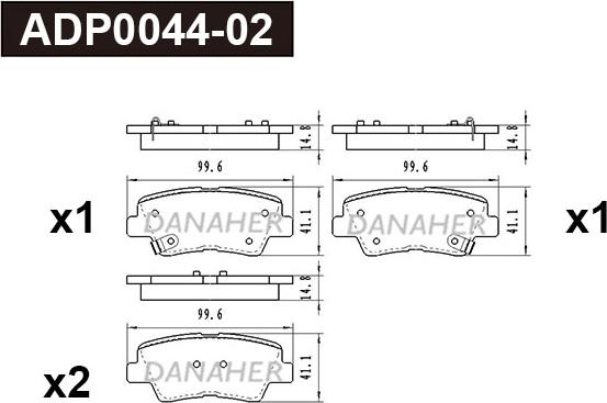 Danaher ADP0044-02 - Kit de plaquettes de frein, frein à disque cwaw.fr