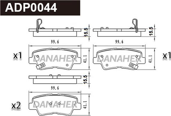 Danaher ADP0044 - Kit de plaquettes de frein, frein à disque cwaw.fr