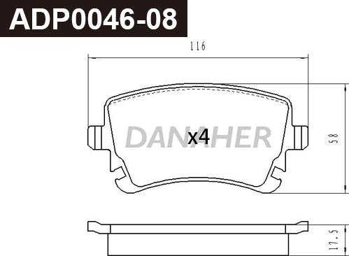 Danaher ADP0046-08 - Kit de plaquettes de frein, frein à disque cwaw.fr