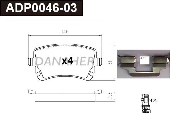 Danaher ADP0046-03 - Kit de plaquettes de frein, frein à disque cwaw.fr