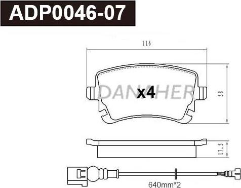 Danaher ADP0046-07 - Kit de plaquettes de frein, frein à disque cwaw.fr