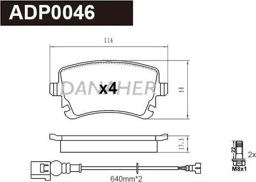 Danaher ADP0046 - Kit de plaquettes de frein, frein à disque cwaw.fr