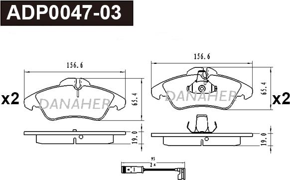 Danaher ADP0047-03 - Kit de plaquettes de frein, frein à disque cwaw.fr