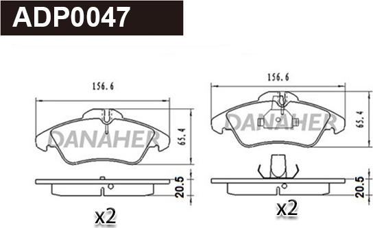 Danaher ADP0047 - Kit de plaquettes de frein, frein à disque cwaw.fr