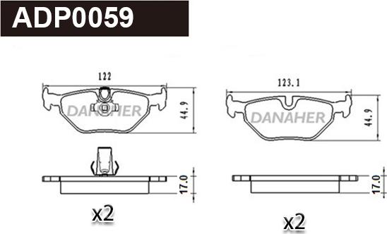 Danaher ADP0059 - Kit de plaquettes de frein, frein à disque cwaw.fr