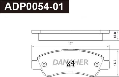 Danaher ADP0054-01 - Kit de plaquettes de frein, frein à disque cwaw.fr