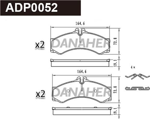 Danaher ADP0052 - Kit de plaquettes de frein, frein à disque cwaw.fr