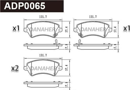 Danaher ADP0065 - Kit de plaquettes de frein, frein à disque cwaw.fr