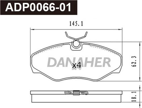 Danaher ADP0066-01 - Kit de plaquettes de frein, frein à disque cwaw.fr