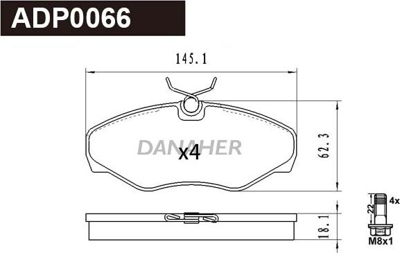 Danaher ADP0066 - Kit de plaquettes de frein, frein à disque cwaw.fr