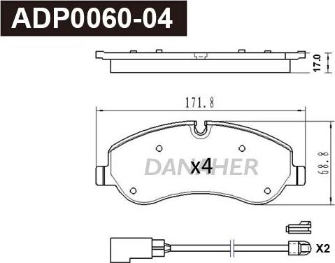 Danaher ADP0060-04 - Kit de plaquettes de frein, frein à disque cwaw.fr