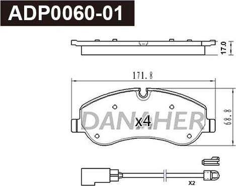 Danaher ADP0060-01 - Kit de plaquettes de frein, frein à disque cwaw.fr