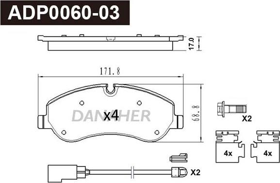 Danaher ADP0060-03 - Kit de plaquettes de frein, frein à disque cwaw.fr