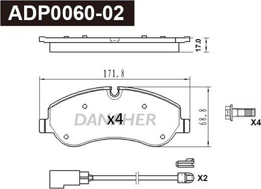 Danaher ADP0060-02 - Kit de plaquettes de frein, frein à disque cwaw.fr