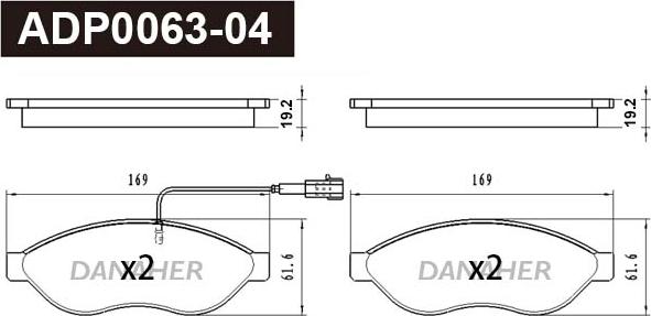 Danaher ADP0063-04 - Kit de plaquettes de frein, frein à disque cwaw.fr