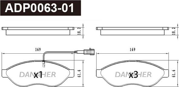 Danaher ADP0063-01 - Kit de plaquettes de frein, frein à disque cwaw.fr