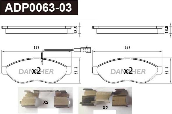 Danaher ADP0063-03 - Kit de plaquettes de frein, frein à disque cwaw.fr