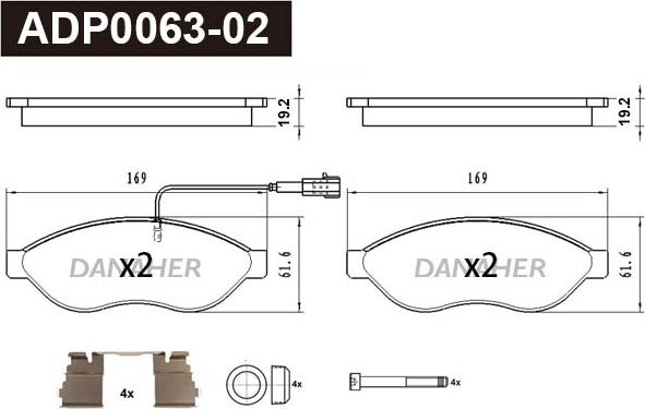 Danaher ADP0063-02 - Kit de plaquettes de frein, frein à disque cwaw.fr