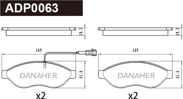 Danaher ADP0063 - Kit de plaquettes de frein, frein à disque cwaw.fr