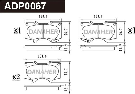 Danaher ADP0067 - Kit de plaquettes de frein, frein à disque cwaw.fr