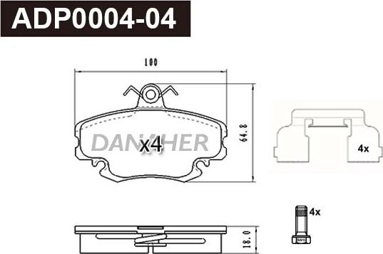 Danaher ADP0004-04 - Kit de plaquettes de frein, frein à disque cwaw.fr